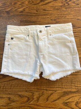 AG Adriano Goldschmied Women's White Denim Cutoff Jean Shorts - Size 25, Summer